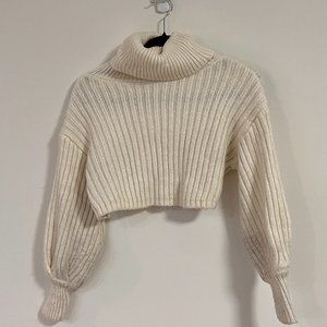 Cream Urban Outfitters Cropped Sweater (Small)